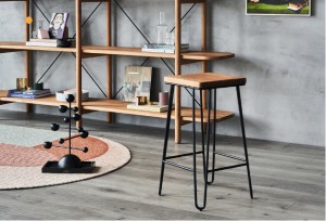 Leather High Bar Stool With Metal Base