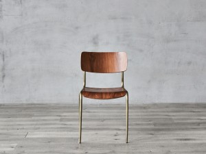 Modern Metal Dining Chair with Plywood Seat