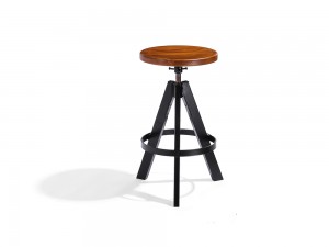 Tamboret de taulell de restaurant amb seient de fusta
