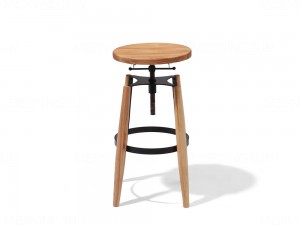 Diseño único con asiento y patas redondas de madera.