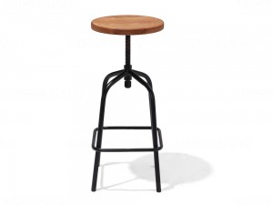 ချိန်ညှိနိုင်သော Round Wood နှင့် Metal Swivel Bar Stool