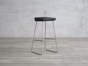 Metal Industrial Vintage Bar Stool with Upholstered Seat