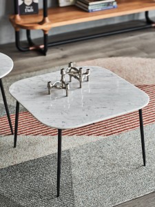 Modernong Coffee Marble Table Top na May Base